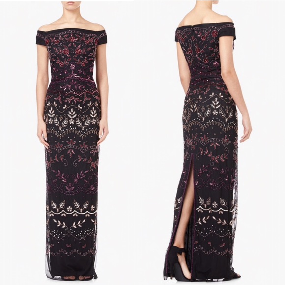 Adrianna Papell Dresses & Skirts - Adrianna Papell beaded off shoulder long dress